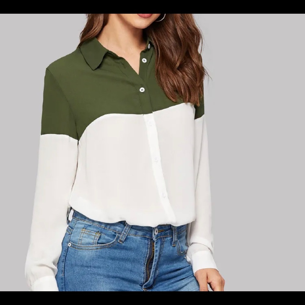 Two tone button up shirt